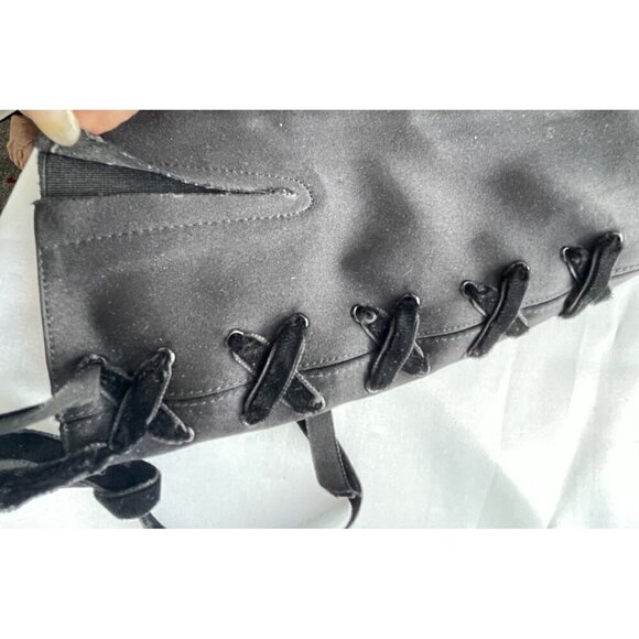 Kenneth  Cole women's boots Black size 8 Satin look  4' heel   velvet ribbon tri - Picture 9 of 13